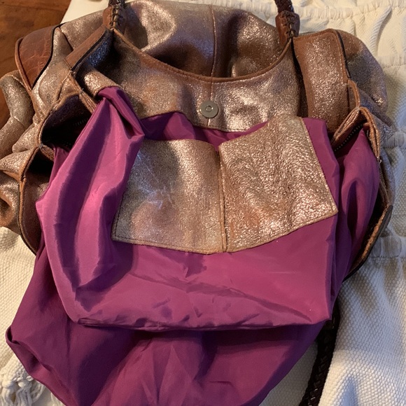 TANO anthropologie brown and Metallic vegan leather bag extra large - Picture 10 of 13